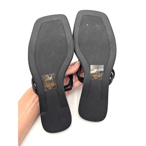 Azalea Wang Stetson Tubular Straps Knot Flat Sandals Women's Black US7 EU37.5 - Picture 8 of 11